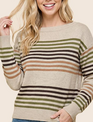 Multicolor Stripe Boat Neck Pullover By: Staccato