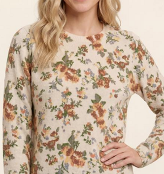 Staccato Vintage Floral Print Pull Over Sweater By: Staccato