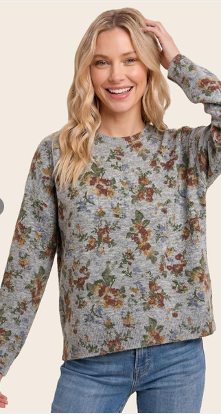 Staccato Vintage Floral Print Pull Over Sweater By: Staccato