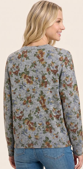 Staccato Vintage Floral Print Pull Over Sweater By: Staccato