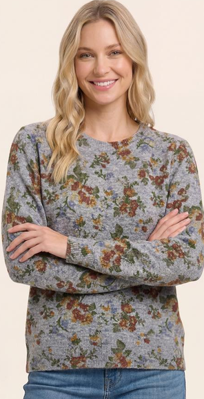 Staccato Vintage Floral Print Pull Over Sweater By: Staccato