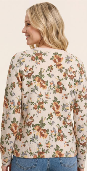 Staccato Vintage Floral Print Pull Over Sweater By: Staccato