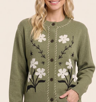 Staccato Floral Jacquard Button Down Cardigan By: Staccato