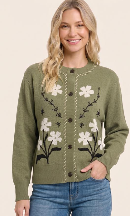 Staccato Floral Jacquard Button Down Cardigan By: Staccato