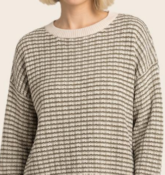 Staccato Textured Striped Crew Neck Pull Over Sweater By: Staccato