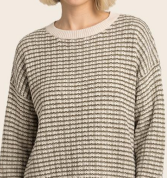 Staccato Textured Striped Crew Neck Pull Over Sweater By: Staccato