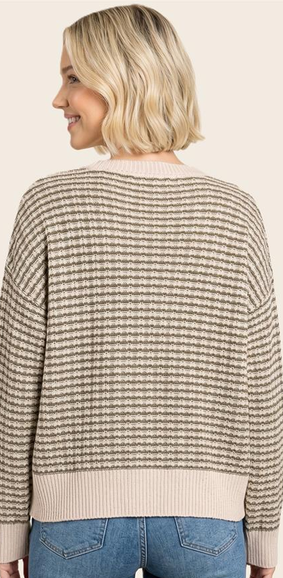 Staccato Textured Striped Crew Neck Pull Over Sweater By: Staccato