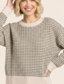 Staccato Textured Striped Crew Neck Pull Over Sweater By: Staccato