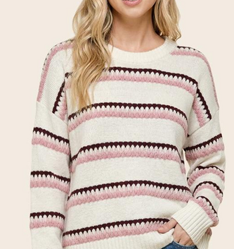 Staccato Tritone Stripe Pull Over Sweater By: Staccato (2-Colors)