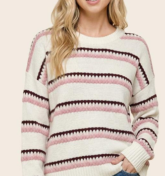 Staccato Tritone Stripe Pull Over Sweater By: Staccato (2-Colors)