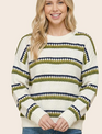 Staccato Tritone Stripe Pull Over Sweater By: Staccato (2-Colors)