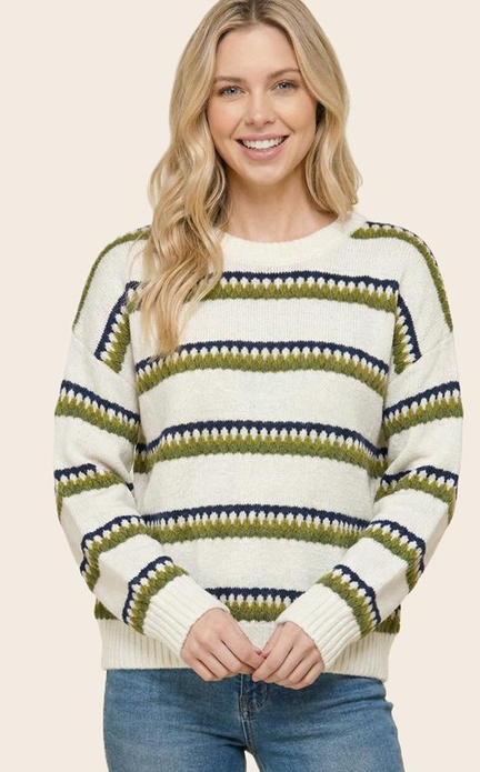 Staccato Tritone Stripe Pull Over Sweater By: Staccato (2-Colors)
