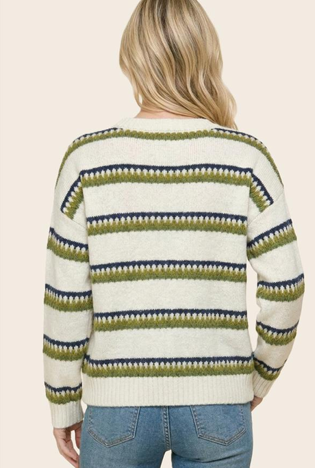 Staccato Tritone Stripe Pull Over Sweater By: Staccato (2-Colors)