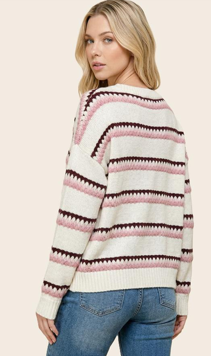 Staccato Tritone Stripe Pull Over Sweater By: Staccato (2-Colors)