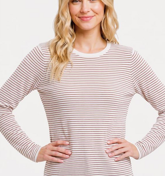 Staccato Copper Pin Striped Pull Over Sweater By: Staccato