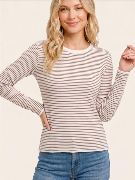 Staccato Copper Pin Striped Pull Over Sweater By: Staccato
