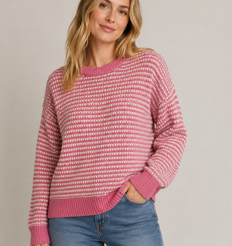 Staccato Two Tone Waffle Weave Striped Pull Over Sweater By: Staccato