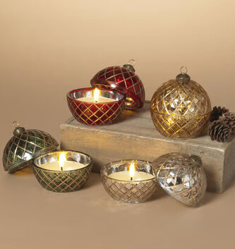 LED Glass Ornament Wax Candle (4-Colors)