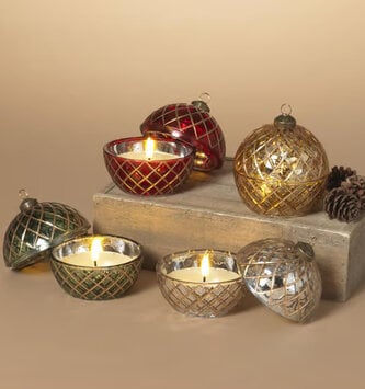 LED Glass Ornament Wax Candle (4-Colors)