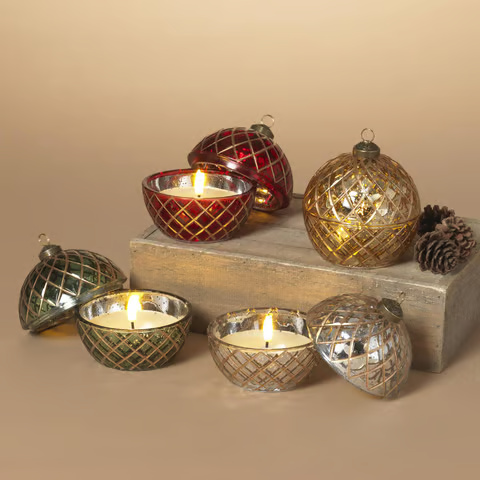 LED Glass Ornament Wax Candle (4-Colors)