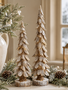 Set of 2 Rustic Snowy Trees