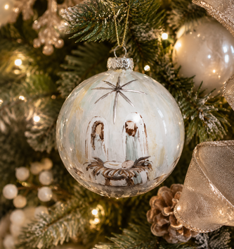 Holy Family Glass Ball Ornament