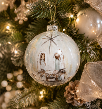 Holy Family Glass Ball Ornament