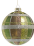 5" Plaid Glass Green Ball Ornament