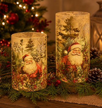 Santa in Forest Candle Holder (2-Sizes)