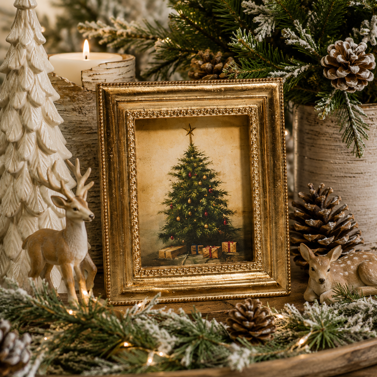 6" Gilded Christmas Framed Art