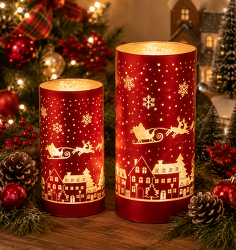 Set of 2 LED Christmas Town Luminaries