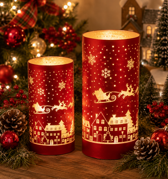 Set of 2 LED Christmas Town Luminaries