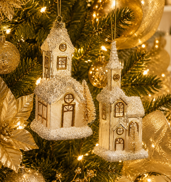 6.25" White Gold Church Ornament (2-Styles)