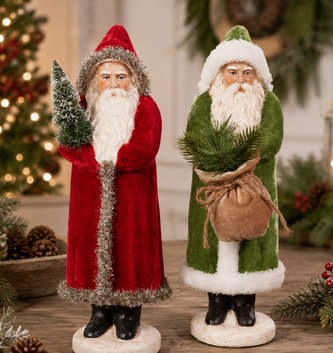 17.25" Vintage Velvet Santa (2-Colors)