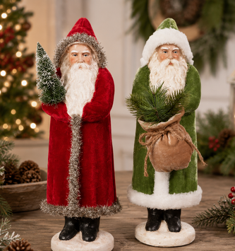 17.25" Vintage Velvet Santa (2-Colors)