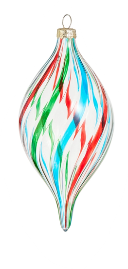 Glass Multicolor Stripe Ornament (3-Styles)