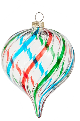 Glass Multicolor Stripe Ornament (3-Styles)