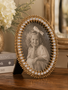 7" Golden Rhinestone Oval Frame