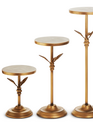Set of 3 Antiqued Golden Pedestal Candle Holders