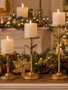 Set of 3 Antiqued Golden Pedestal Candle Holders