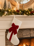 White Velvet Stocking with Red Bow
