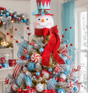 14" Whimsical Snowman Tree Topper