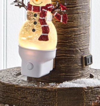 Swirling Glitter Snowman Night Light