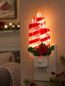 Swirling Glitter Peppermint Candle Night Light