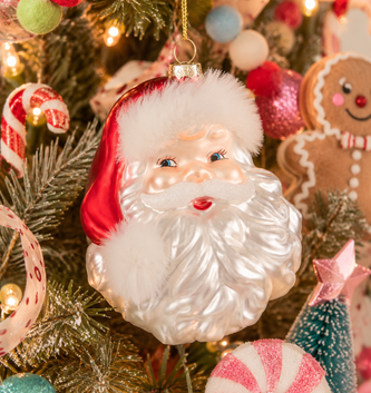 Glass Santa Head Ornament