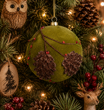 Mercury Glass Flocked Pinecone Ornament (2 Colors)