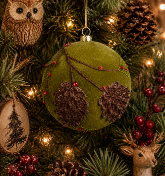 Mercury Glass Flocked Pinecone Ornament (2 Colors)