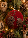 Mercury Glass Flocked Pinecone Ornament