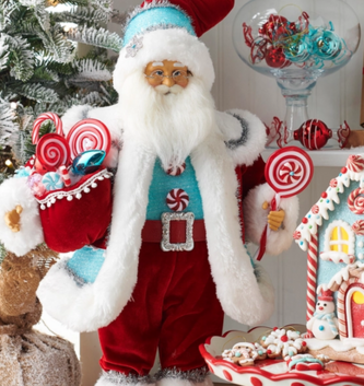 18" Candy Cane Whimsical Santa