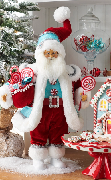 18" Candy Cane Whimsical Santa